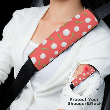 Soft Padded Car Seat Belt Pad for Child, Most Cars, 2 Piece Pink White Polka Dot Golf Seat Belt Cushion Comfortable Driving - color: Pattern 534