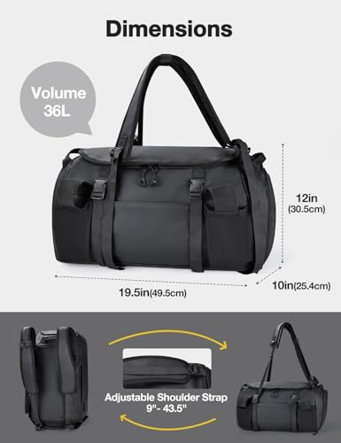 Gym Bag for Men Convertible Large-Capacity Gym Backpack, Water-Resistant Travel Duffel with Shoe Compartment, Quick Access Pockets & Adjustable Straps