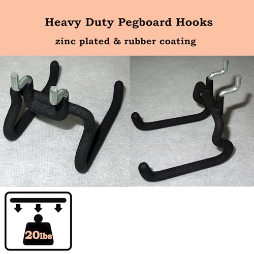 6 Pack Pegboard Hooks - Peg Board Tool Utility Hooks & Hangers Fit 1/4" Pegboards - Heavy Duty Metal Peg Board Shelving Hooks Wall Organizers and Storage for Garage Craft Workbench (S)
