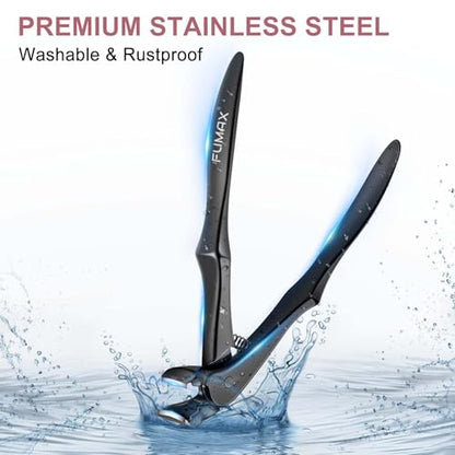 Nail Clippers for Men - Long Handled Toenail Clippers for Seniors Thick Toenails, Heavy Duty Large Nail Clippers for Thick Nails with Wide Opening, Sharp Nail Cutter Gifts for Men Women Adults, Black