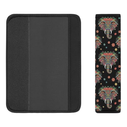 2 Piece Universal Fit Seat Belt Cover for Adult Use, Most Cars, Colorful Mandala Elephant Seat Belt Covers Cushion, Shock Absorption - color: Pattern 564