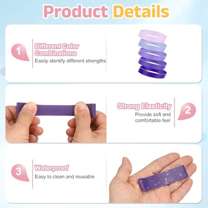 Finger Resistance Bands, Level Finger Grip Strengthener Grip Forearm Thumb Exerciser - color: Purple Series