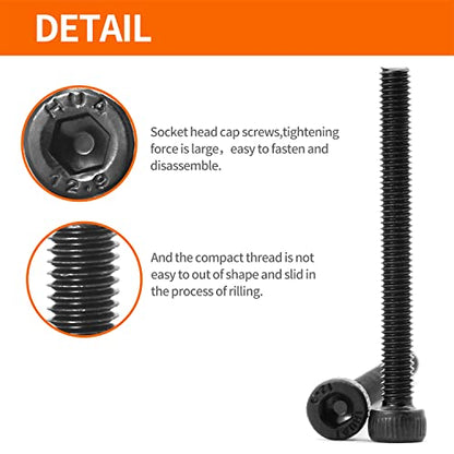 M3 x 30mm 35mm 40mm 45mm 50mm Hex Socket Head Cap Screws Bolts, 12.9 Grade Alloy Steel, Black Oxide Finish, Metric Allen Hex Drive, Machine Fully Threaded, Assortment Kit 100PCS - size: M3 x 30/35/40/45/50mm (100PCS)