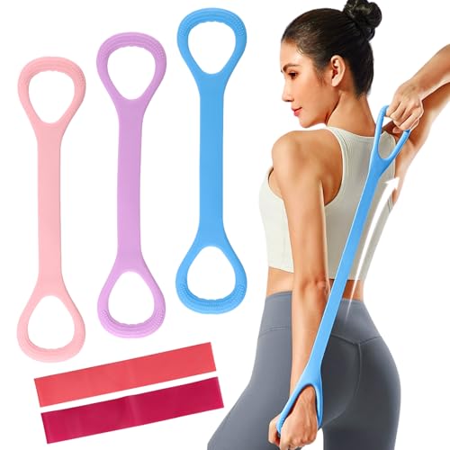 3pcs Figure 8 Resistance Band with Handles,Elastic Bands for Working Out,Arm,Back,Shoulder Training Elastic Ropes with 2pcs Rsistance Bands