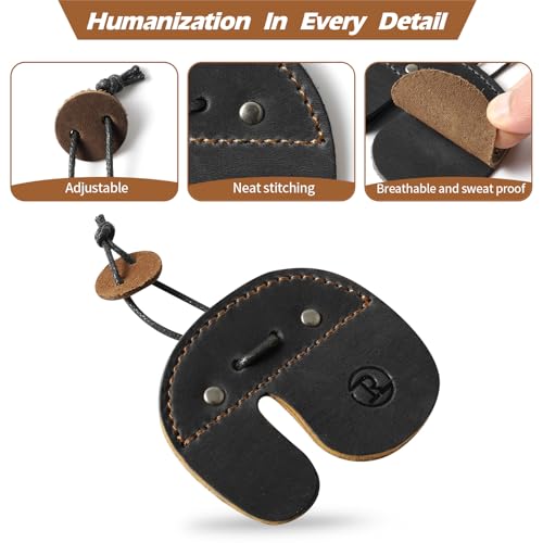 Ringsun Leather Archery Finger Tabs,Handmade Archery Finger Guard for Shooting Practice Gear, Recurve Bow Fingers Tab - color: Black Coffee