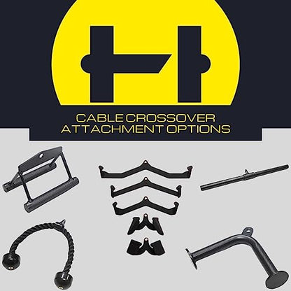 HulkFit Multi-Functional Adjustable Pro Series Power Rack Power Cage Exercise Equipment for Home Gym with Squat Rack Attachments and Accessories - Bench Press, Squats, and Deadlifts - Multicolor - style: Cable Crossover