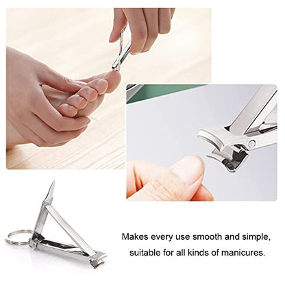 Nail Clippers Professional Heavy Duty with Keychain for Thick Nails Toenails Men Women Folding Nail Cleaning Tools
