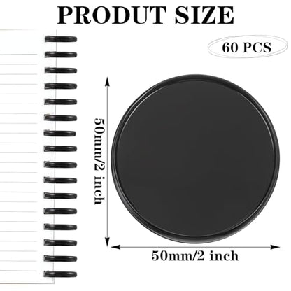 60 Pcs 2 Inches Discbound Expansion Discs, Plastic Disc Binding Rings, Notebook Expansion Discs for DIY Notebooks, Book Binding and Planner Scrapbooking Supplies (Black)