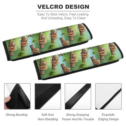 2 Pack Cute Sleep Sloth Car Seat Belt Pad Soft Padded Harness Pads Strap for Child, Car Seats Pushchair Strollers High Chair Pushchair, Anti-Slip Pad - color: Pattern 651