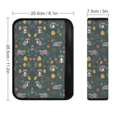 1 Pair Universal Soft and Comfortable Seat Belt Shoulder Pad for Adult Use, Stroller Pushchair High Chair, Cartoon Raccoon Floral Print Animal Navy Neck Strap Covers, Anti-Slip Pad - color: Pattern 799