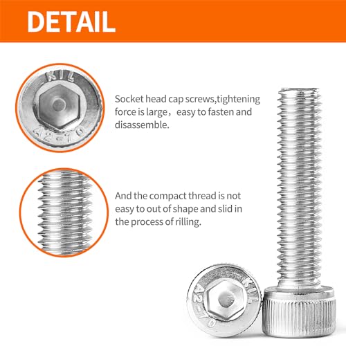 M4 x 20mm 25mm 30mm 35mm 40mm Hex Socket Head Cap Screws Bolts, 304 Stainless Steel, Metric Machine Fully Threaded, Bright Finish, Allen Hex Drive, Assortment Kit 50PCS - size: M4 x 20/25/30/35/40mm (50PCS)