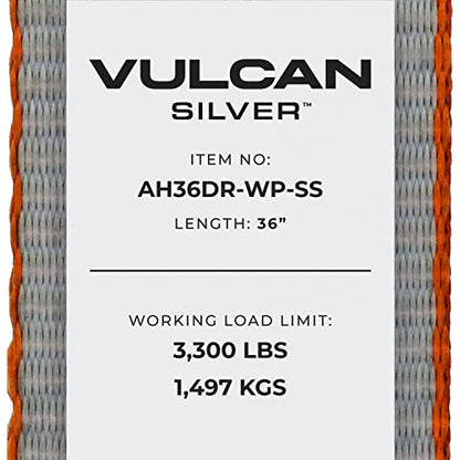 VULCAN Car Tie Down Axle Strap with Wear Pad - 2 Inch x 36 Inch - 4 Pack - Silver Series - 3,300 Pound Safe Working Load - size: 2" x 36" Silver Series (4 Pack)