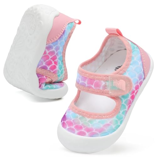 BARERUN Toddler Water Shoes Barefoot Water Shoes for Kids Baby Wide Aqua Socks with Arch Support Quick-Dry Breathable Boys Girls Sandals Walking Shoes for Beach Swim Pool Shoes - color: Fish Scale, size: 5-5.5 Toddler