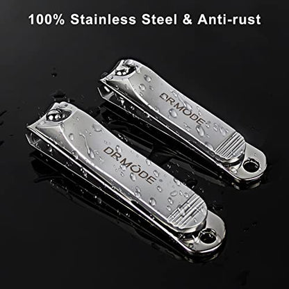 DRMODE Finger Nail Clippers Adult, 2 Pack Large & Small Nail Clippers Set for Men Wome Fingernail Toenail, Stainless Steel Sharp Toenail Clippers Travel Nail Cutter Timmer with Case - style: 2 Pack