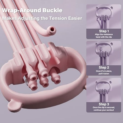 Figure 8 Resistance Bands, 6 Adjustable Elastic Fitness Bands, Suitable for Abdominal, Back, Shoulders, and Chest Workouts - color: Pink