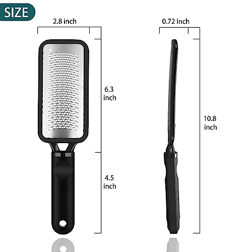 Foot Files Foot Scrubber Pedicure, Stainless Steel Callus Remover for Feet, Professional Foot Grater Rasp Scraper to Hard Skin Corns for Dry and Wet Fee - style: 1X Foot Files(Black)