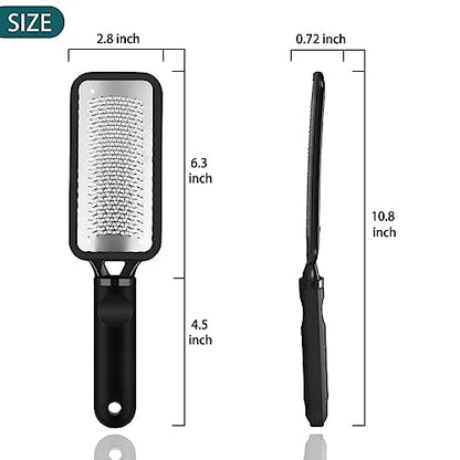 Foot Files Foot Scrubber Pedicure, Stainless Steel Callus Remover for Feet, Professional Foot Grater Rasp Scraper to Hard Skin Corns for Dry and Wet Fee - style: 1X Foot Files(Black)