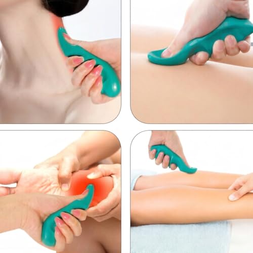 Manual Trigger Point Massage Tool and Thumb Saver for Full Body Deep Tissue Massage, Include 1 Green Thumb Protector Tool, 1 Blue Gun Type Massage Tool, 1 Black Hand Held 3-Legged Massage Knobs