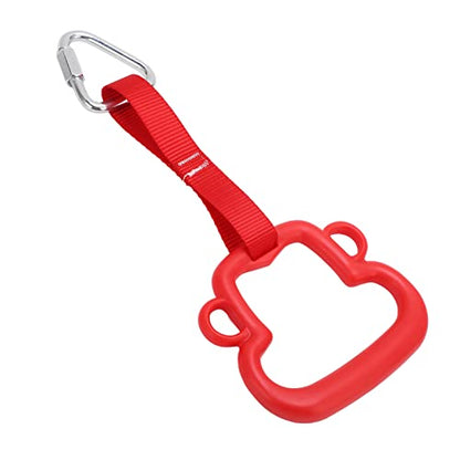 Monkey Style Gymnastic Rings 2 Pack with Quick Hanging Hook for Kids Adults Indoor Outdoor Training Obstacle Course Swing Bar Rings Monkey - color: Red