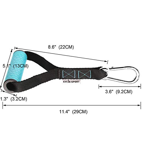Upgraded Cable Machine Attachments Resistance Bands Handles Grips Fitness Strap Stirrup Handle Cable Attachment Silicon Grip with Metal Carabiner Colorful Version - color: Blue