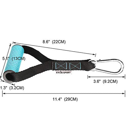 Upgraded Cable Machine Attachments Resistance Bands Handles Grips Fitness Strap Stirrup Handle Cable Attachment Silicon Grip with Metal Carabiner Colorful Version - color: Blue