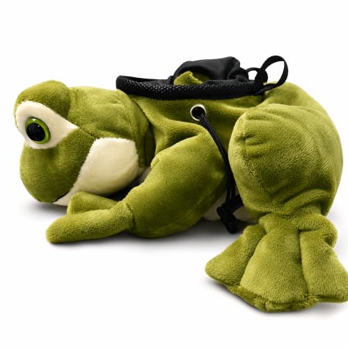 Cute Frog Plush Climbing Chalk Bag, Soft Animal Magnesium Powder Pouch with Drawstring Closure & Hanging Loop, Portable Chalk Bucket for Bouldering, Weightlifting, Gym Training & Outdoor Sports