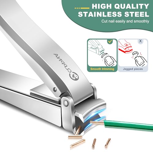 Nail Clippers for Men with Catcher, CLPPNA Heavy Duty Finger Nail Clippers Adult, Stainless Steel Nail Cutter, Fingernail & Toenail Clippers Ideal Gift for Men & Grooming Gifts, Silver - style: Silver (3.46x0.55 inch）