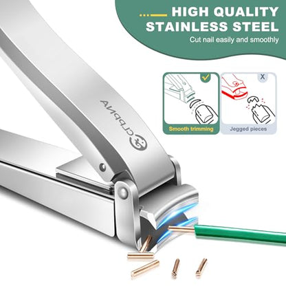 Nail Clippers for Men with Catcher, CLPPNA Heavy Duty Finger Nail Clippers Adult, Stainless Steel Nail Cutter, Fingernail & Toenail Clippers Ideal Gift for Men & Grooming Gifts, Silver - style: Silver (3.46x0.55 inch）