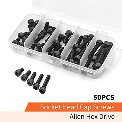 M6 x 8mm 12mm 16mm 20mm 25mm Hex Socket Head Cap Screws Bolts 12.9 Grade Alloy Steel, Black Oxide Finish, Metric Allen Hex Drive, Machine Fully Threaded, Assortment Kit 50PCS - size: M6 x 8/12/16/20/25mm (50PCS)