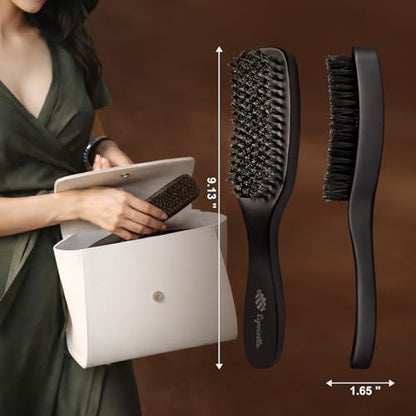 Slick Back Hair Brush Boar Bristles,Smoothing Hair Brush For Fine Hair | Adding Shine,Smoothness＆Volume | Handmade Wooden Boar Bristle Hair Brush | Designed for Fine&Thin Hair