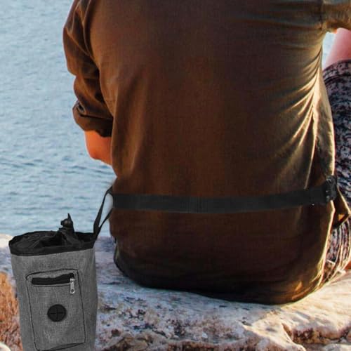 Holibanna Anti-Slip Climbing Chalk Bag with Zipper Storage Pocket for Rock Climbing Mountaineering and Fitness Workouts Oxford Cloth Lightweight Gray Waist Pouch for Outdoor Adventure