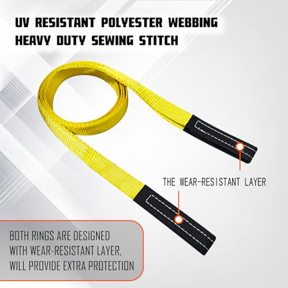 Polyester Lift Sling Web Straps 1 in x 8 ft 4000 lbs WLL 2-Pack, RUGOACE | Reinforced wear guard loop ends for hoist rigging machinery tree saver furniture lifting. 1333 lbs working load limit - style: 2pk 1in x 8ft
