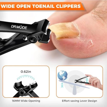 Toenail Clippers for Thick Toenails for Seniors, Angled Head Long Handled Toe Nail Clippers for Men with Wide Jaw Opening, Heavy Duty Large Finger Nail Clippers Adult Cutter with Catcher, Black - style: Black Wide Opening & Angled Head