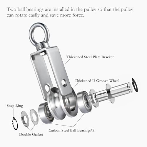 Cable Pulley Wheel Stainless Steel, Bearing Inside, Rope Pulley for Pulley System, Gym Equipment, Clothesline, 4 Pack - size: 4pcs pulley with round ring