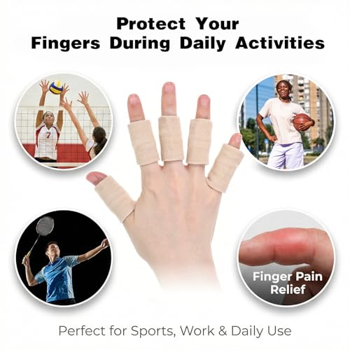 20 PCS Compression Finger Sleeves, Elastic Finger Sleeves for Arthritis, Sport Fingers Sleeve Protectors for Basketball Golf (Black+Nude)