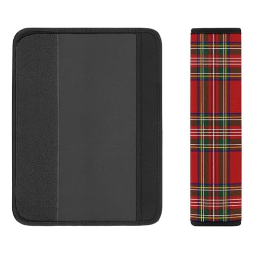 Universal Fit Seat Belt Cover for Adult Use, Stroller Pushchair High Chair, 2PCS Scottish Tartan Farmhouse Red Green Christmas Plaid Harness Pads Strap Shock Absorption - color: Pattern 275