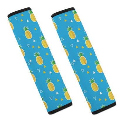 2PCS Breathable Seat Belt Cover for Adults and Children, Most Cars, Pineapple Fruit Blue Shoulder Harness Cover, Shock Absorption - color: Pattern 1051