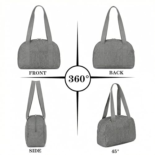 Mini Gym Bag for Women Girls, 12 inch Small Gym Tote, Lightweight Small Carry On Duffle Bag for Travel Sports - color: Grey