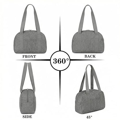 Mini Gym Bag for Women Girls, 12 inch Small Gym Tote, Lightweight Small Carry On Duffle Bag for Travel Sports - color: Grey