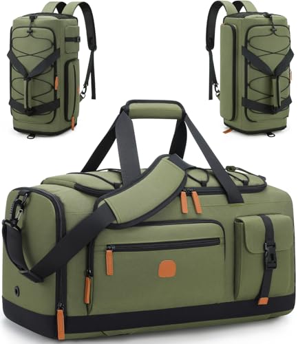 Gym Bag for Men and Women with Shoe & Laptop Compartment Sport Duffle Bag | 3-in-1 Anti-Theft Carry On Backpack Duffel Bag for Airplane, Workout, Overnight, Travel, Weekender, 35L - color: Green