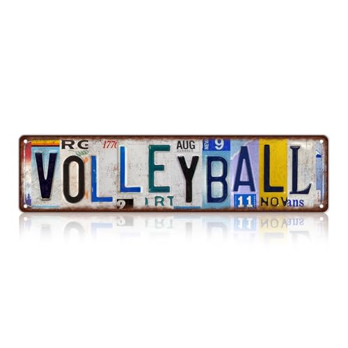 Vintage Sport Metal Tin Signs Volleyball Wall Decor | Street Signs for Volleyball Club 16 x 4 Inches - color: Volleyball Sign