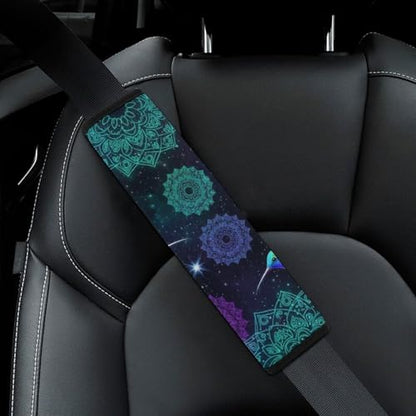 Breathable Seat Belt Shoulder Pad for Adults and Children, Stroller Pushchair High Chair, 2 Pack Hummingbird Floral Bird Mandala Flowers Neck Strap Covers Easy Install (No Tool) - color: Pattern 1012