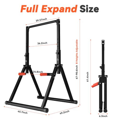 WATBKHE Power Tower Pull Up Dip Station Foldable, Pull Up Bar Station Adjustable, Multi-Function Home Gym, Strength Training Fitness Equipment, Triangular Design, for Home Outdoor - color: Black