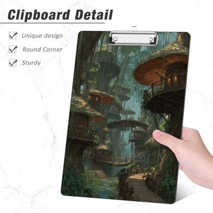 Rimilak Wood Clipboard, 8.5x11 Hardboard Clip Board, Jungle Cabin | Fun Design, Cute Custom Pattern, 9 x 12.5 in Letter Size for Classroom, Teachers, Kid, Woman, School & Office Supply - color: Jungle Cabin