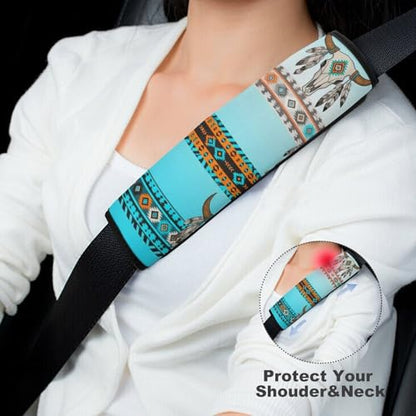 2PCS Native American Southwestern Aztec Western Car Seat Belt Pad Universal Soft and Comfortable Harness Pads Strap for Kids, Car Seats Pushchair Strollers High Chair Pushchair - color: Pattern 592