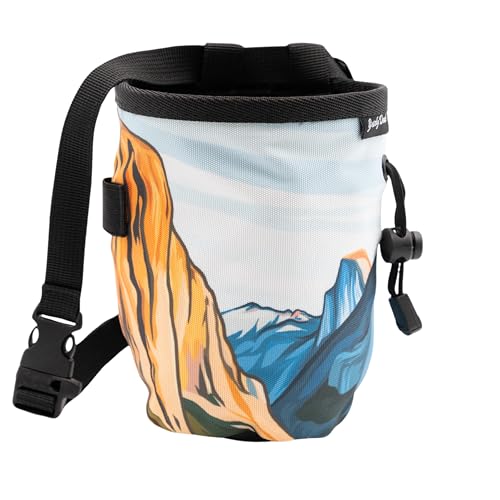 Yosemite Rock Climbing Chalk Bag | for Outdoor, Gym, & Bouldering | Adjustable Waist Belt, Durable Drawstring Closure, & Zippered Pocket