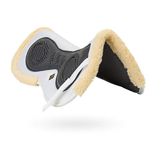 Kavallerie 3D Air-Mesh Half Pad, Impact Protection & Therapeutic Gel Padding English Saddle for Maximum Support and Stability, Best for Horses Under Saddle, Dressage, Jumping & Training - color: White, style: 3d Air-mesh Fleece