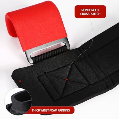 Weight Lifting Hooks (Pair), Heavy Duty Wrist Straps for Weightlifting, Hand Grip Support Lifting Hooks for Weight Lifting, Deadlifts, Pull Ups, Rows & Shrugs - color: Red