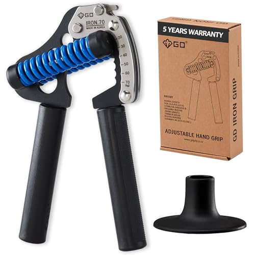 GD IRON GRIP 70 Grip Strength Trainer Hand Gripper Forearm Strengthener | Adjustable 44~154lbs Resistance, hand finger exerciser, forearm trainer squeezer, hand strengthening devices, Metal Hand Grip