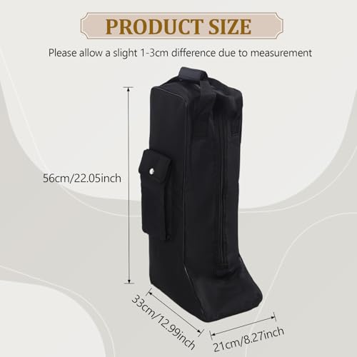 Portable Boot Bag, Horse Riding Tall Boot Bag with Handle, Equestrian Equipment Organizer with Sturdy Oxford Cloth and Leather Boot Carry Bag, Knight Boot Bag for Storage